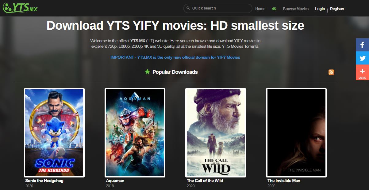 YIFY YTS Torrent Proxy Unlock YTS Movies Mirror sites and alternatives [100% Working]